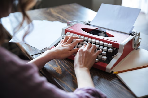 Woman using a typewriter
