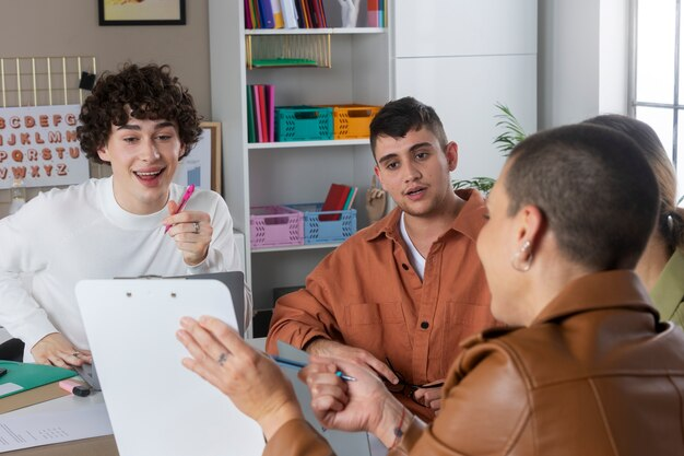 People having a discussion in a group