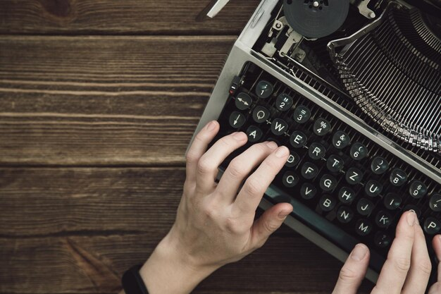Typing on typewriter